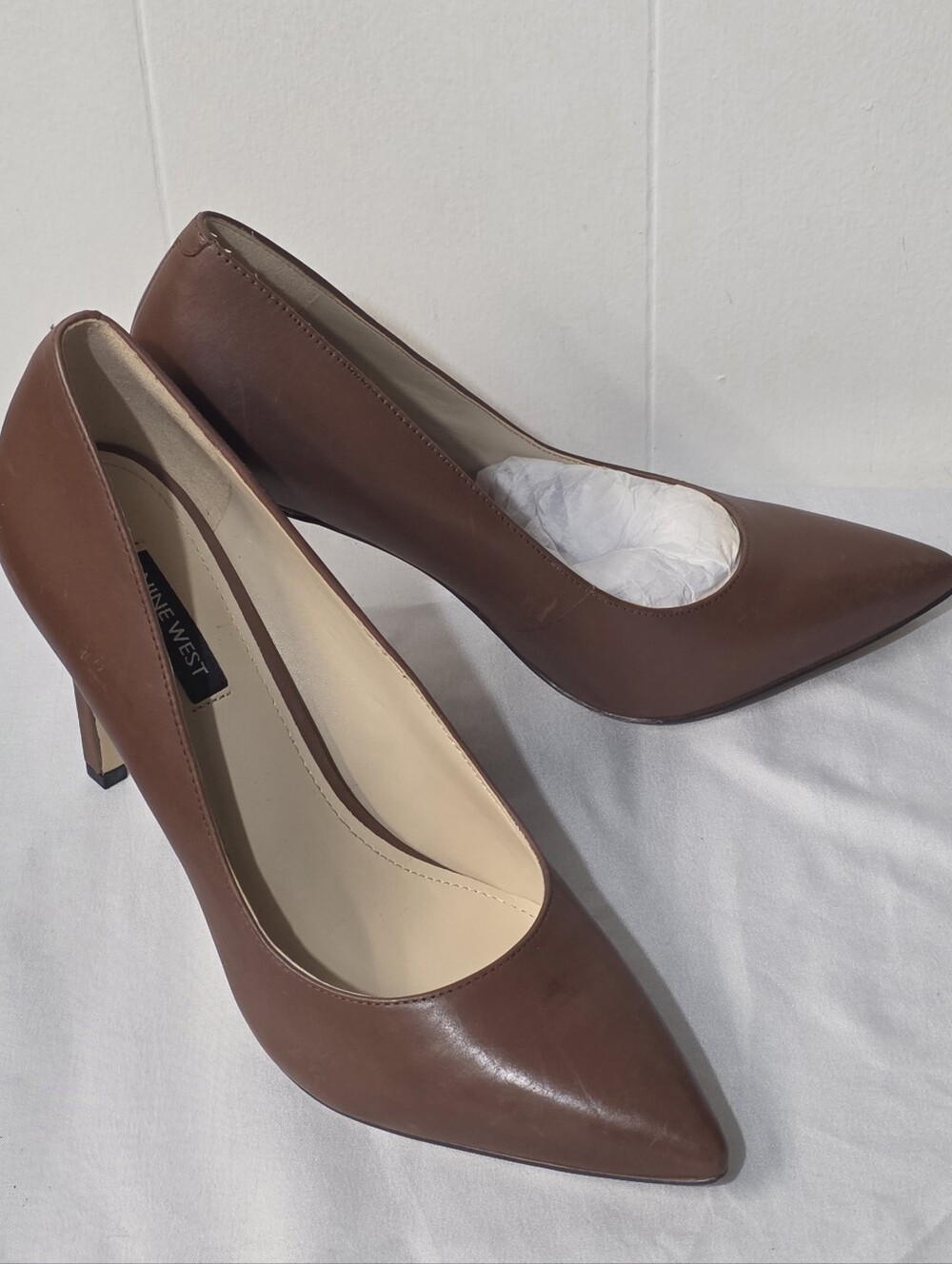 Nine West Tatiana Brown Pointed-Toe Leather Stiletto Pump Size 9 New In Box - Picture 6 of 12